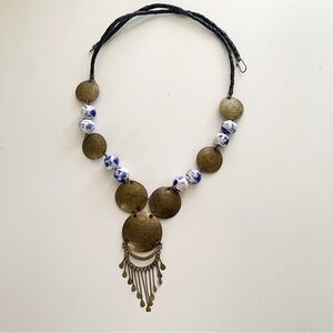 Vintage Peruvian coin ceramic bead Necklace